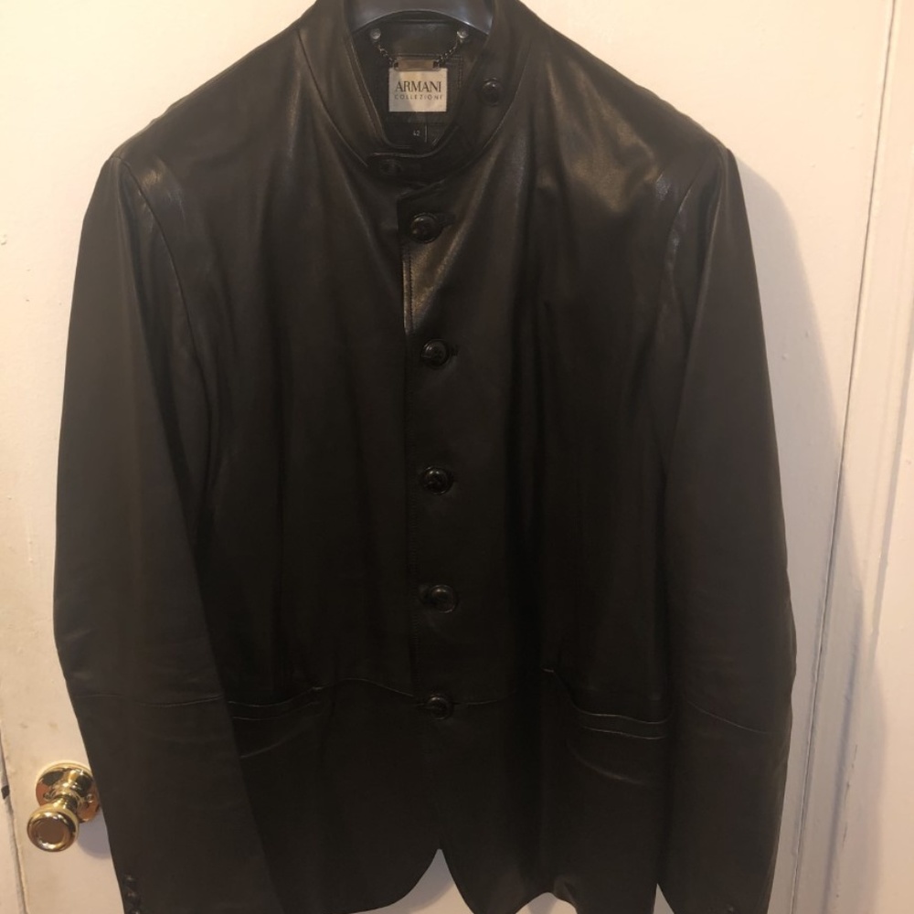 Armani Collezioni Lambskin Leather Jacket size 52